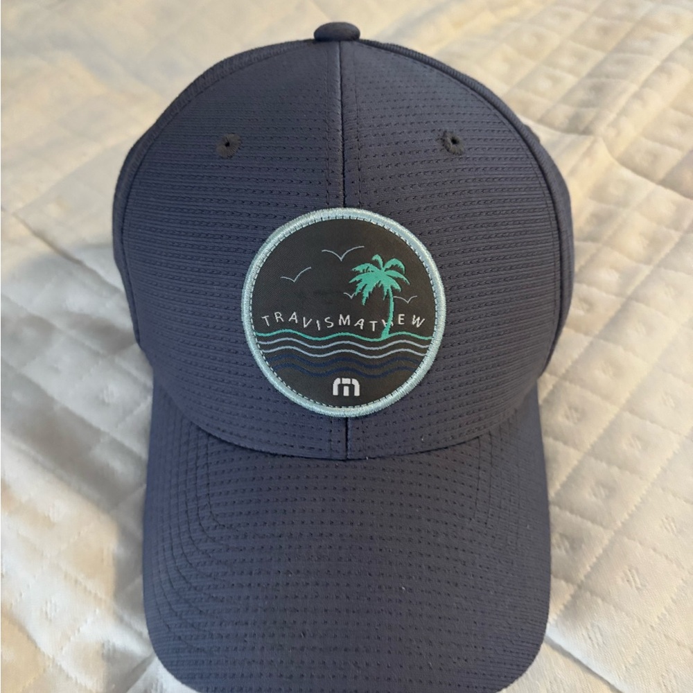 Travis Mathew Navy Blue Hat with Palm Tree Beach Logo